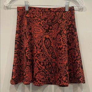 Floral burnt orange and Black Skirt skater style mini